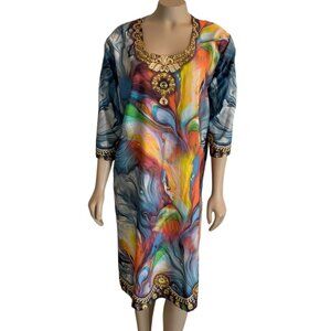 La Lee La Women's Size Small Multi Colored Long Sleeve Silk Tunic Top